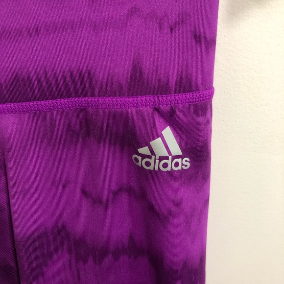 Tie dye Colour Leak Purple Adidas Climalite Crops - Picture 6 of 12